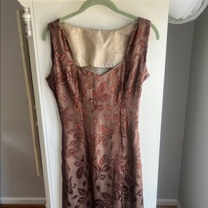 Elegant Custom-Made Floral  Embossed Sleeveless Dress